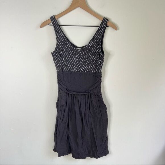 Synergy Organic Clothing Dresses & Skirts - Gray and White Organic Cotton Pleated Mini Sundress